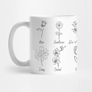 6 different flowers Mug